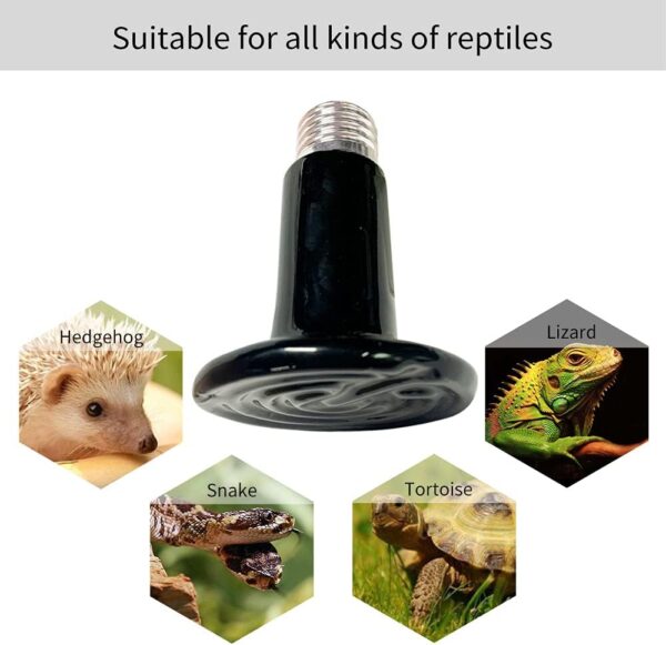2 Pack Reptile Heat Lamp Terrarium Ceramic Heat Bulb Infrared Heat Emitter No Light No Harm for Pet Heater Reptile Brooder Coop Lizard Turtle Snake Chicken Aquarium Amphibian (200) - Image 3