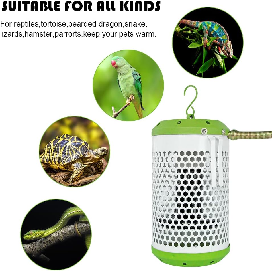 Taixinpower Reptile Heating Lamp and Lampshade, Heater Guard,Heating Lamp Mesh Cover Anti-scald Lampshade Ceramic Light Bulb with Enclosure Cage Protector (Size S, Size S) - Image 4