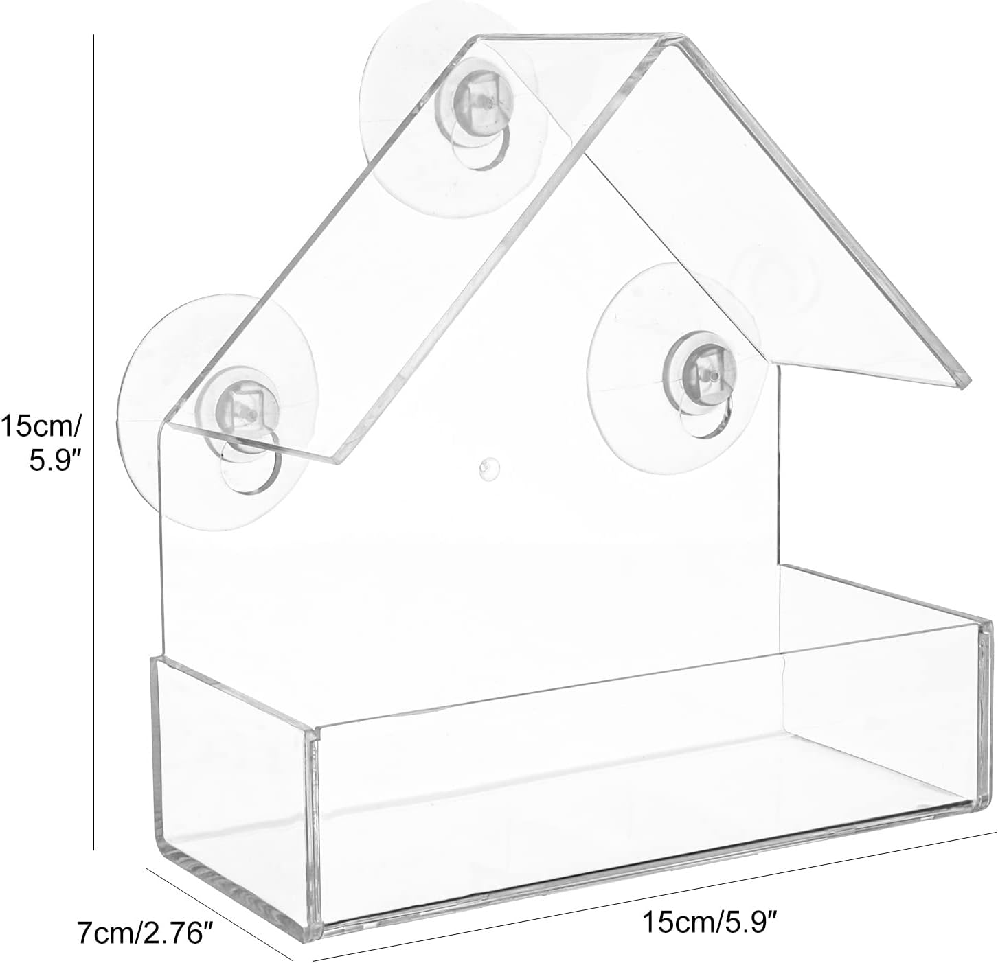 Lifreer Window Bird Feeder with Strong Suction Cups Plastic Wild Bird Feeder House Clear Bird Seed Feeders for Garden Outdoor - Image 2