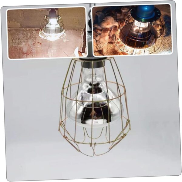BELLIFFY 3pcs Retro Bulb Cover Retro Light Cage Replaceable Bulb Cover Reptile Heating Lamp Shade - Bulb Cover Terrarium Heater Lights Bulb Lampshades Light Bulb Covers Snake Cage Iron - Image 7