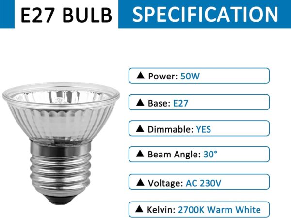 SCNNC E27 Reptile Heating Bulb UVA UVB Bulb Tortoise 50W 230V, Dimmable Sunbathe Heat Lamp, E27 Reptile Basking Bulb for Bearded Dragon Lizard Snake Gecko Turtle Chameleon, Pack of 4 - Image 2
