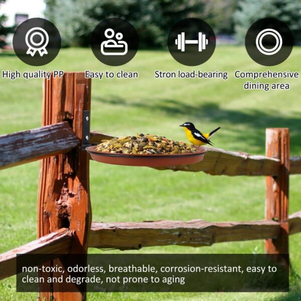 Renyigou 2 Piece Wall Mounted Bird Feeder Hanging Bird Feeder Tray for Garden Bird Feeder Stand Bird Baths Free Standing Installed on Trees Fence Outdoor Walls - Image 7