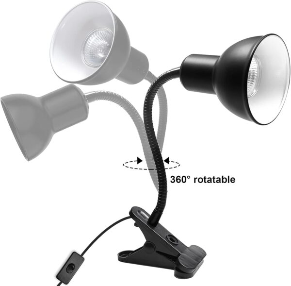 DoRight Tortoise Heat Lamp Basking Lamp, Reptile Basking Clamp Lamp with Holder Heat Spotlight with 2X25W UVA UVB E27 Bulb 360° Rotatable Clamp On Aquarium Heating Light for Turtle, Snake, Lizards - Image 5