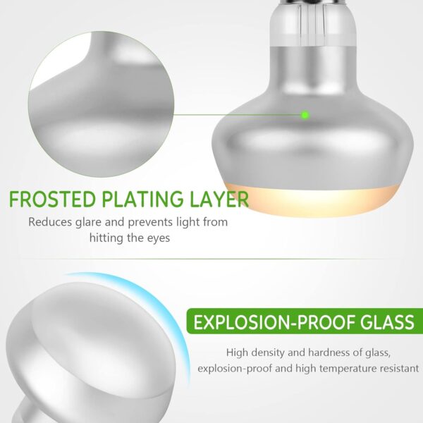 IOOTSEA 2 pcs Intense Basking Spot, Reptile Heat Lamp Terrarium Heater Light Bulb Socket E27 for Animals, Dimmable Daylight Bulb Sun Glow Lamp Turtles, Lizards (75, watt_Hours) - Image 4