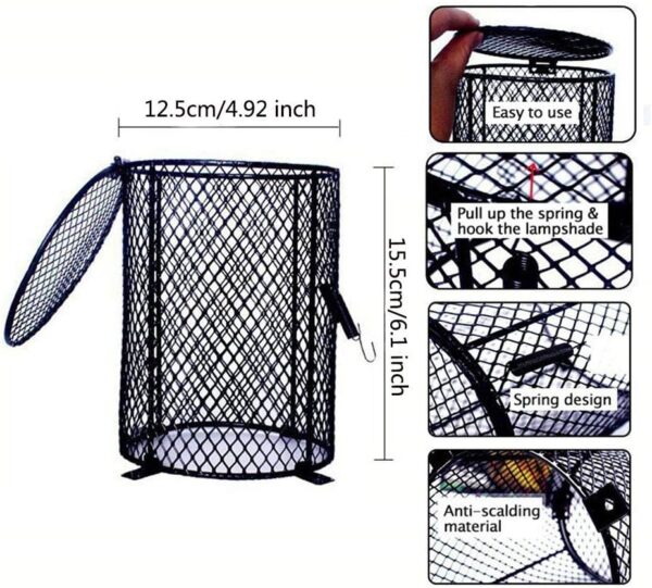 Reptile Heating Lamp Guard Lampshade, Amphibians Pets Heater Light Anti-hot Cage for Lizard Turtle Snake Birds - Image 3
