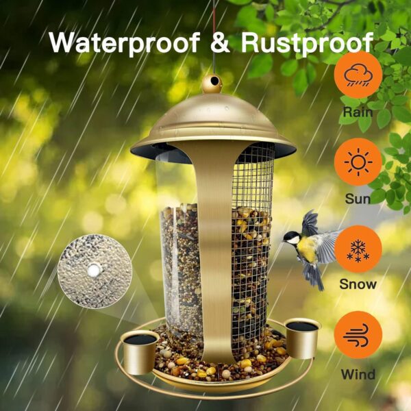 MLEPXBO Bird Feeders, Hanging Bird Feeder for Outside, 2 in 1 Metal Bird Feeder with Three Water Cups, 3.6 lb Large Capacity Seed Bird Feeders for Small Birds - Image 5