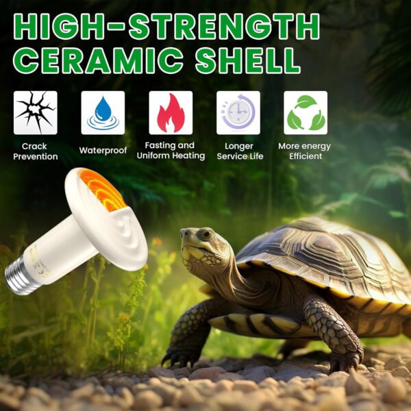 Luxvista 100W Reptile Heat Lamp Bulb,E27 Ceramic Heat Emitter Tortoise Heat Lamp,White Infrared No Light Heat Bulb for Terrarium Vivarium Reptile/Puppy/Bearded Dragon/Lizard/Snake/Chick,2-Pack - Image 4