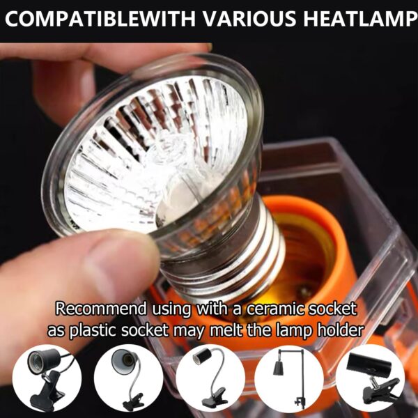 E27 Reptile Heating Bulb, Heat Lamp Bulb 50W UVA UVB Basking Bulbs for Reptiles, Sunbathe Heat Lamp for Tortoise Lizard Chicks Gecko Chameleon Amphibian Insulation Calcium Supplementation - Image 4