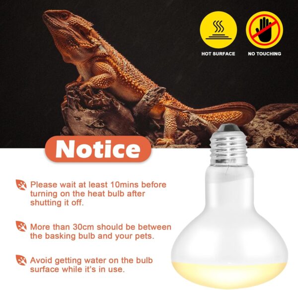 2 Pack 100W Reptile Heat Lamp Bulb E27 Tortoise Basking Light Bulb Dimmable UVA+UVB Daylight Heating Bulb for Vivarium/Lizards/Bearded Dragon/Snakes/Puppies/Chicks/Amphibian - Image 6