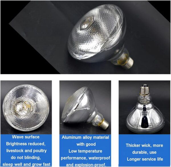 51buyoutgo 200W Thickened Infrared Heat Lamp Bulb for Puppies Reptiles Chicks Tortoise Poultry, Puppy Reptile Heat Lamp, Ceramic Chicken Reptile Tortoise Basking Heat Lamp Bulb - Image 7