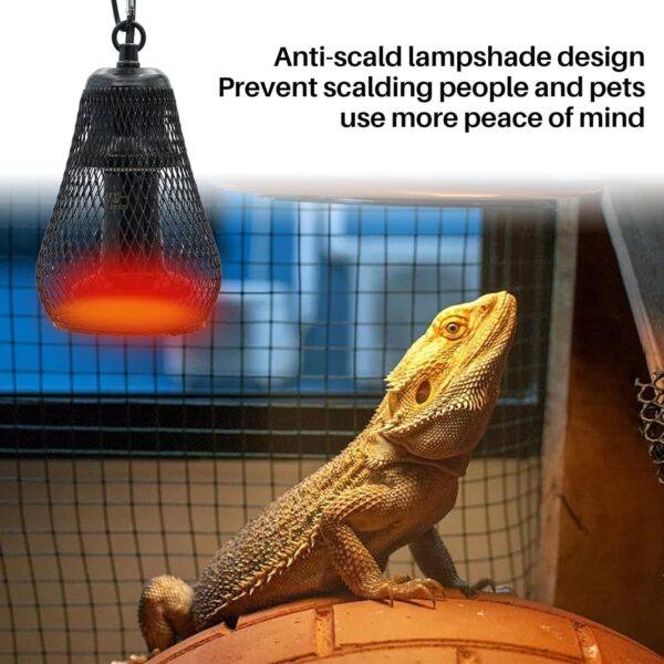 Reptile Heat Lamp Cap,Reptile Anti-Scald Lampshade and Ceramic Heat Emitter Set, Turtle Basking Heater Lamp with Guard for Lizard,Snake, Frogs,Chicken - Image 7