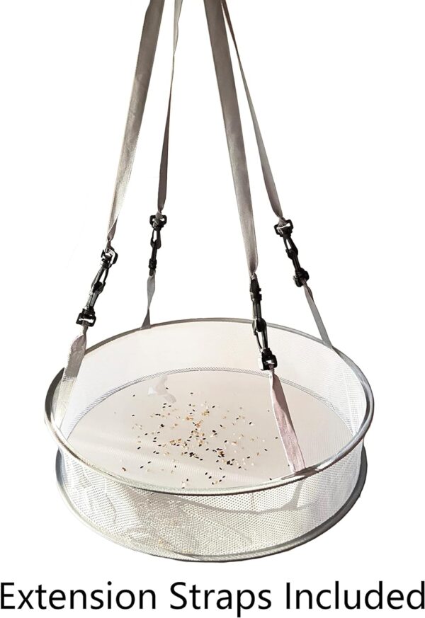 19" Seed/Shell Catcher for Bird Feeders Platform 19 x 19 x 4 inches Birdseed Hoop Outdoor Garden Hanging Tray (White) - Image 2