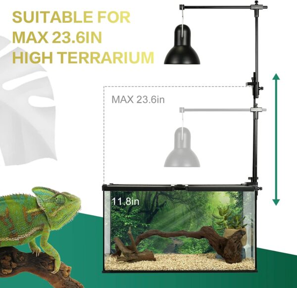 BETAZOOER Reptile Dual Lamp Stand Metal Adjustable Heating Lamp Holder Light Fixture Retractable Ideal for Reptile Glass Terrarium Amphibians/Terrestrial Invertebrates Vivarium - Image 6