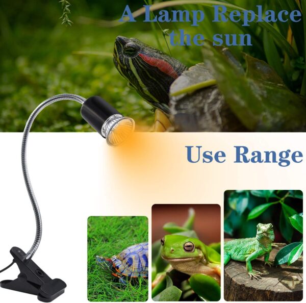 Tortoise Heat Lamp Tortoise Accessories, Reptile Light for Flora and Fauna, 360°Flexible Rotating Heating Light with UK Plug, E27 Reptile Aquarium Heat Lamp with Adjustable Brightness(without Bulb) - Image 7