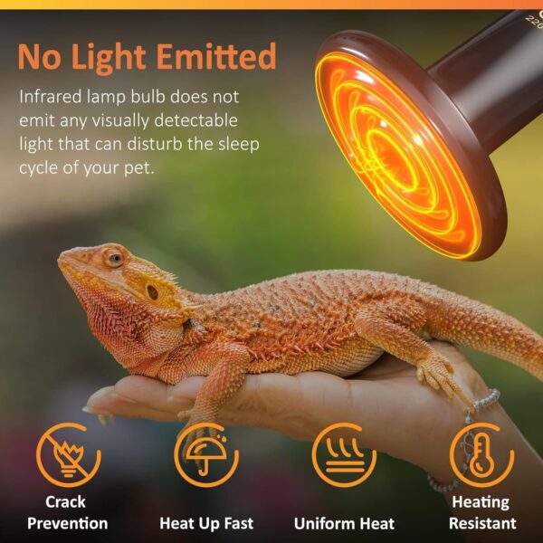 Bonlux 100W Terrarium Reptile Heat Bulb,Ceramic Heat Emitter, No Light E27 Black Ceramic Heat Lamp Pet Ceramic Heat Bulb for Reptiles/Lizards/Tortoise/Snakes/Chicken/Dog, 2 Pack - Image 3