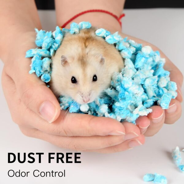 BUCATSTATE Small Animal Litter Bedding Dust-Free 1KG, 10X Absorbent Guinea Pig Bedding Rabbit Pellets Paper Hamster Bedding Odor Control for Cages, Reptile, Small Pets (BLUE) - Image 5