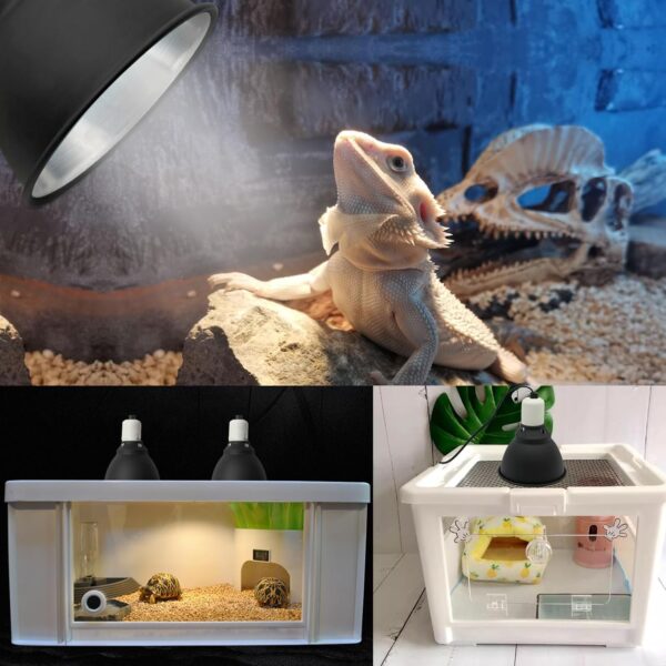MUALROUS 5.5 inch Reptile Lamp Holder Tortoise Heat lamp UVA/UVB Bulb Lamp Light Holder Terrarium Light Fixture Lamp Reflector 300 Watt Reptile Heating Guard for Lizard Bearded Dragon Turtle Snake - Image 4