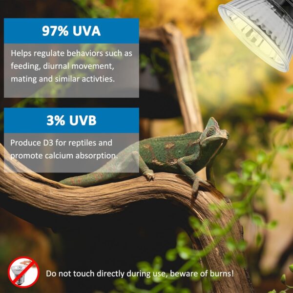 SCNNC E27 Reptile Heating Bulb UVA UVB Bulb Tortoise 50W 230V, Dimmable Sunbathe Heat Lamp, E27 Reptile Basking Bulb for Bearded Dragon Lizard Snake Gecko Turtle Chameleon, Pack of 4 - Image 5
