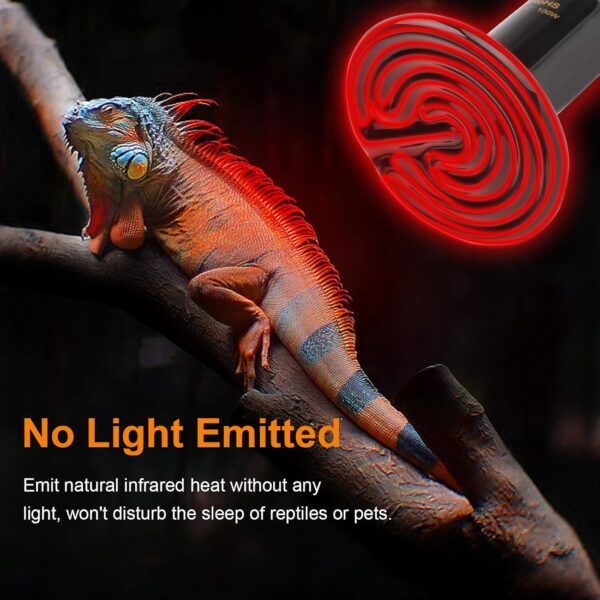bedee Reptile Heat lamp, 2 Pack 100W Tortoise Heat lamp, E27 Black Infrared Ceramic Heat Lamp Pet Ceramic Heat Bulb for Reptiles/Lizards/Tortoise/Snakes/Chicks - Image 3