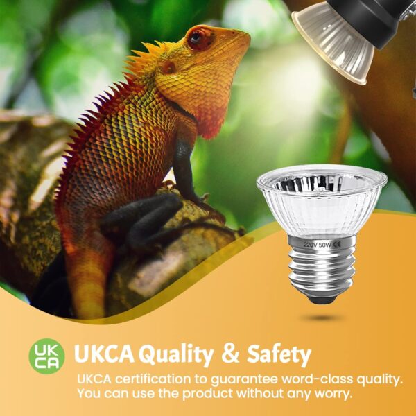 Klarlight 50W E27 Reptile Heating Bulb Dimmable, UVA UVB Light Bulb Full Spectrum Basking Bulb, Tortoise Heat Lamp for Lizard Spider Frog Snake Turtle Chameleon Aquarium Reptile and Amphibian (4-Pack) - Image 5