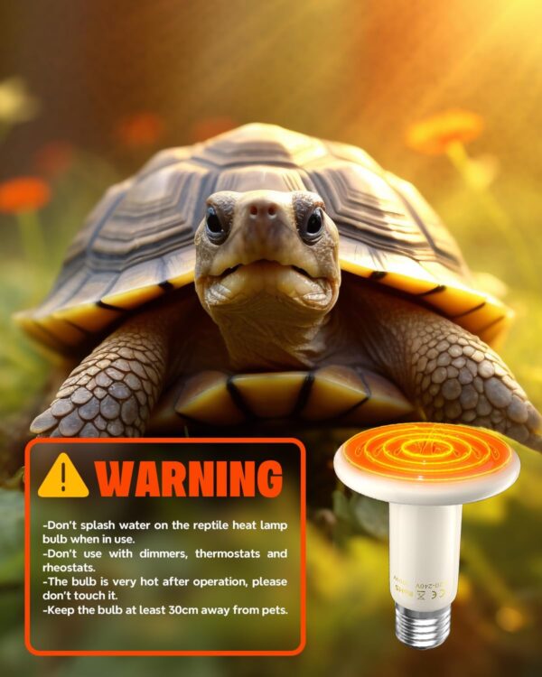 Bonlux Reptile Heat Bulb 100W, Ceramic Heat Emitter, E27 Basking Spot Heat Lamp, Infrared Ceramic Heat Bulbs White 220V for Amphibian Reptiles/Lizards/Tortoise/Chicken, Harmless, Non-Glowing, 2pcs - Image 6