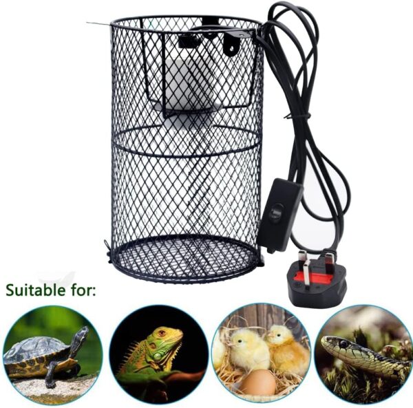 Plus Size Reptile Heat Lamp Holder, Heating Light Bulbs Lampshade Anti-Scald Heater Guard with Switch for Lizard Turtle Snake Birds Chick - Image 5