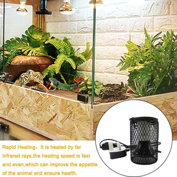 Ceramic Reptile Heating Lamp,E27 Heater Guard Holder with Power Switch,100W Infrared Reptile Heat Light Bulb for Tortoise/Lizard/Snake/Frog,UK Plug 220-230V - Image 5