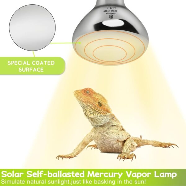 REPTI HOME Reptile UVA UVB Light, 100W UVB Basking Heat Lamp for Reptile, Vivarium Heat Lamp Bulb for Tortoise,Turtle,Puppy,Frog,Chick,Lizard - Image 4