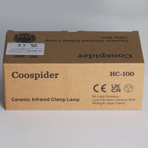 Coospider Reptile Tortoise Heat Lamp with Metal Clamp, 100W Ceramic Heat Bulb Holder, E27 No Light Infrared Basking Lamp for Terrarium/Vivarium/Lizards/Turtle/Snakes/Chicks/Puppies - Image 11
