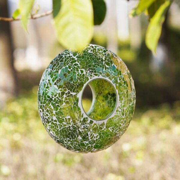 Topadorn Hanging Mosaic Bird Feeder Outdoor Garden Decoration,Green - Image 2