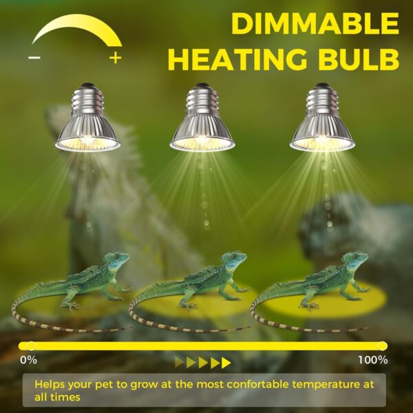 TobeBright 75W E27 Reptile Heat Lamp Dimmable Tortoise Heat Lamp Bulb UVA+UVB Basking Lamp AC220-240V Sunbathe Heat Light, for Reptiles, Amphibians, Lizards, Turtle, Snakes（2 Pack） - Image 4