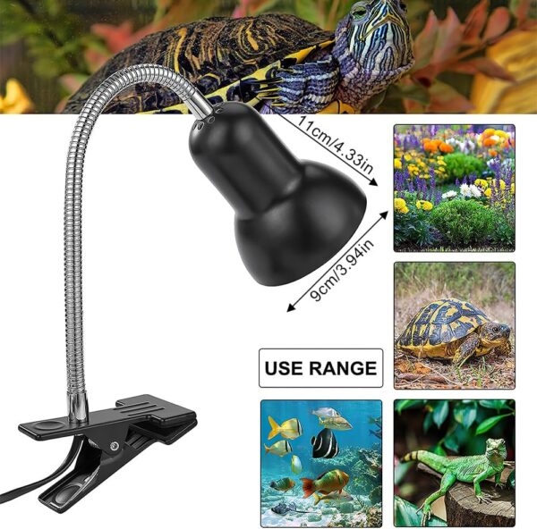 Lotvic Tortoise Heat Lamp, E27 50W Reptile Heat Lamp, Heat Spotlight Holder with 360° Adjustable Metal Gooseneck Hose, UVA UVB Basking Lamp for Aquarium, Lizard, Turtles, Snakes (2 Bulbs Included) - Image 2