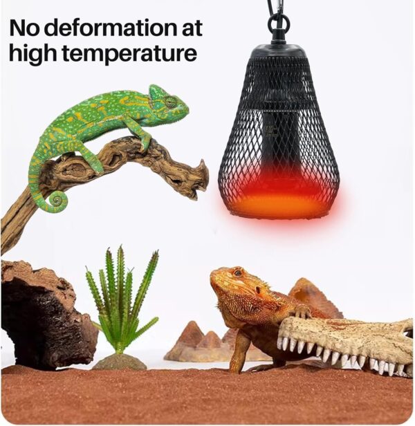 Reptile Heat Lamp Cap,Reptile Anti-Scald Lampshade and Ceramic Heat Emitter Set, Turtle Basking Heater Lamp with Guard for Lizard,Snake, Frogs,Chicken - Image 8
