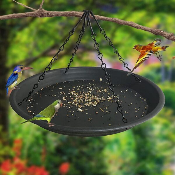Pmsanzay 12.8'' Bird Seed Catcher Tray Platform Feeder, Large Hanging Tray Fits Most feeders Catches Falling Seed & Husk Great for Attracting Birds Outdoors,Backyard,Home Gardentracting Birds, Black - Image 4