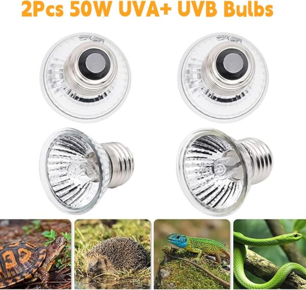 Felenny Reptile Heat Lamp,Tortoise Aquarium Heat Lamp Turtle Lights with Dimmable Switch,2 Bulbs Basking Lamp Adjustable Holder, Pet Heating Light Lamp for Reptile Turtle Lizard Snake - Image 7