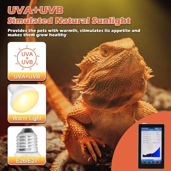2 Pack 100W Reptile Heat Lamp Bulb E27 Tortoise Basking Light Bulb Dimmable UVA+UVB Daylight Heating Bulb for Vivarium/Lizards/Bearded Dragon/Snakes/Puppies/Chicks/Amphibian - Image 3