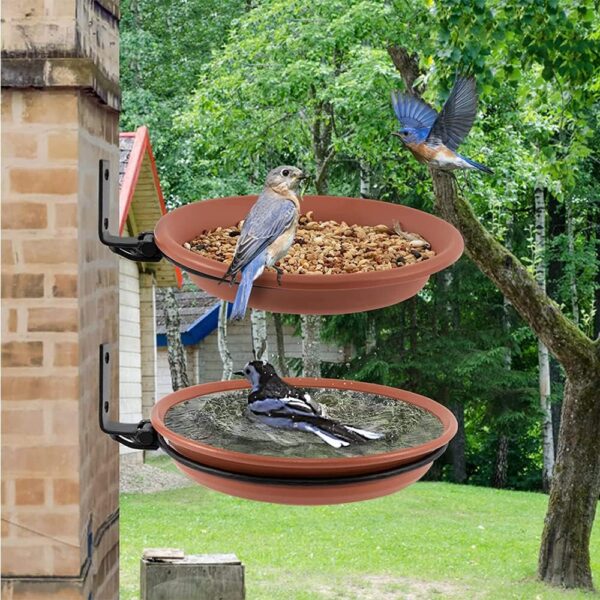 2 Piece Wall Mounted Bird Feeder,Bird Feeder & Bird Bath for Garden,Fence Bird Feeder Tray,Deck Bird Feeder Tray,Attracting Wild Birds,Bird Water Feeder for Installed on Trees,Balcony,Outdoor Walls - Image 5