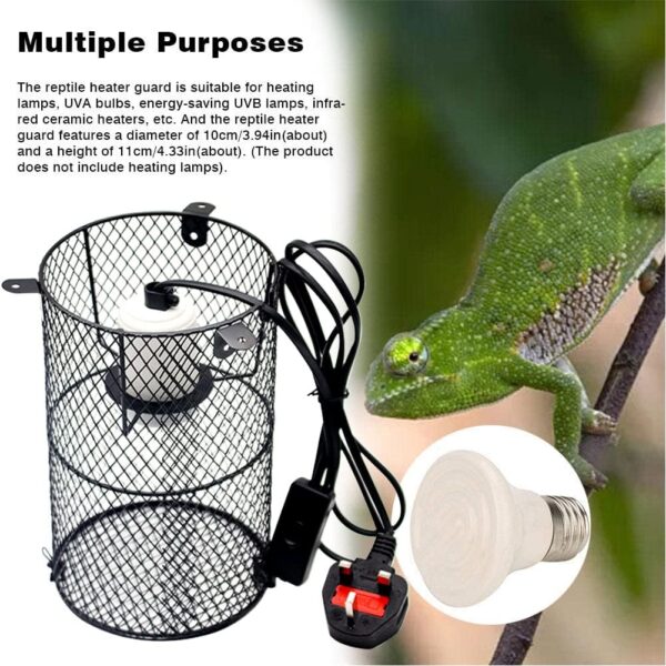 Plus Size Reptile Heat Lamp Holder, Heating Light Bulbs Lampshade Anti-Scald Heater Guard with Switch for Lizard Turtle Snake Birds Chick - Image 7
