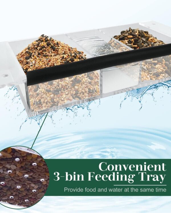 E-SMARTER Window Bird Feeder, Sturdy and Durable Bird Window Feeder with 6 Strong Suction Cups, Wet and Dry Separation Removable Magnetic Tray, Clear Bird Feeder for Window for Wild Bird, Small Bird - Image 5