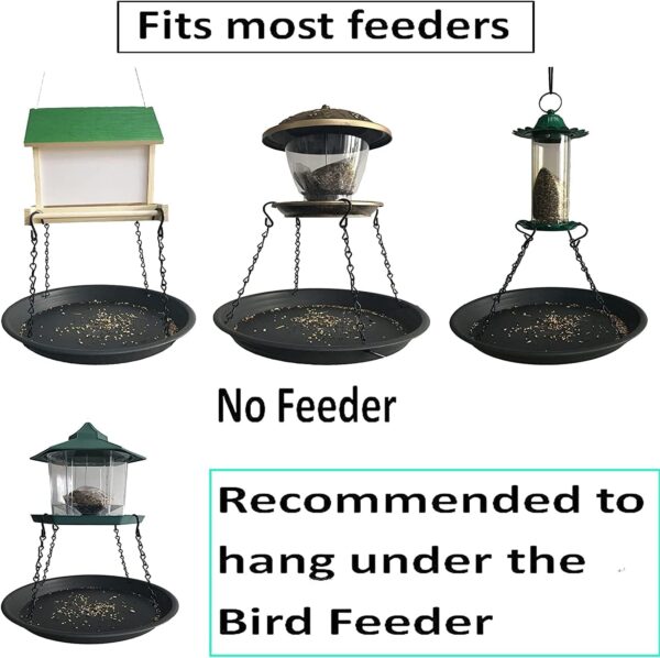 Pmsanzay 12.8'' Bird Seed Catcher Tray Platform Feeder, Large Hanging Tray Fits Most feeders Catches Falling Seed & Husk Great for Attracting Birds Outdoors,Backyard,Home Gardentracting Birds, Black - Image 3