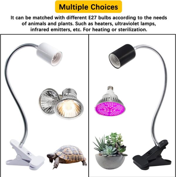 Tortoise Heat Lamp Tortoise Accessories, Reptile Light for Flora and Fauna, 360°Flexible Rotating Heating Light with UK Plug, E27 Reptile Aquarium Heat Lamp with Adjustable Brightness(without Bulb) - Image 4