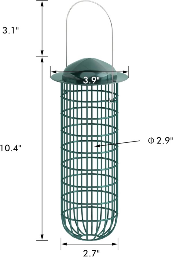 iBorn Metal Bird Feeders for Fat Ball Bird Feeders For Wild Birds Set of 2 Energy Fat Ball Holder Hanging Green Color Finish - Image 5