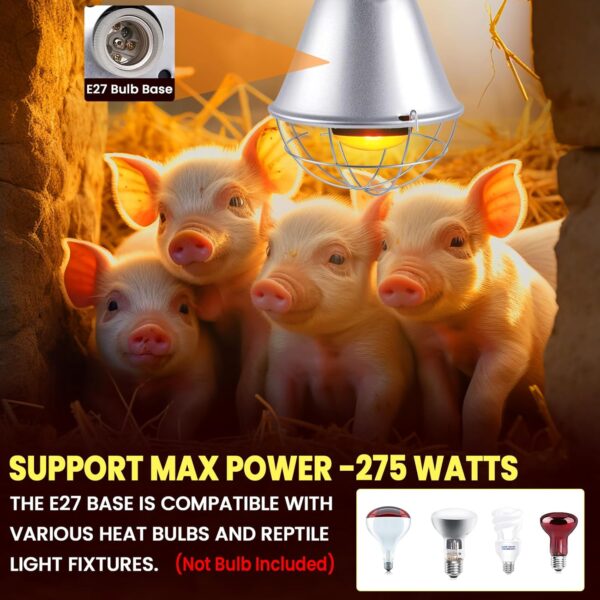 BrightArk Poultry Heat Lamp 250W with 2.5M Wire and 2M Hanging Chain, 2 Mode Energy Saving Switch, Livestock Breeding Brooder Lamp, Infrared Heat Lamp for Puppies Chicks Piglets Reptiles (No Bulb) - Image 3