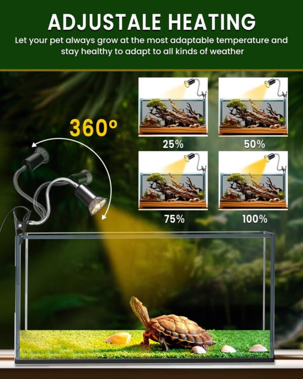 Bonlux Tortoise Heat Lamp,Terrarium Heat Lamp with time cycle,E27 200w Dimmable Reptile Heat Spotlight,Clip on Heat Lamp for Reptiles, Strong Clips, Ideal for Aquarium Tanks and Basking(NO BULB) - Image 3