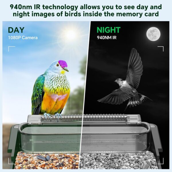 Cozion Smart Bird Feeder Camera, 1080P HD Solar Smart Bird Feeder with Camera, Auto Capture Photo&Video, Bird Camera Waterproof Bird Box Camera, PIR Motion Sense Birds Feeder and 32GB Card - Image 4