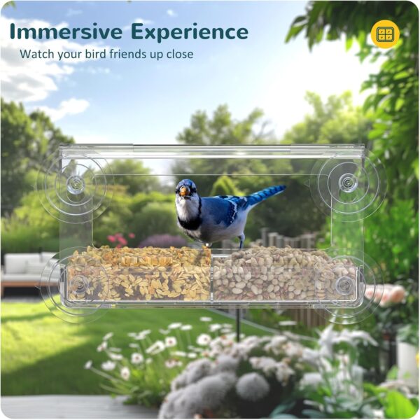 MrCrafts Nature Window Bird Feeder with Strong Suction Cups, Clear Window Bird feeders for Viewing, Bird Feeders for Outdoors Outside, Fits for Wild Birds, Chickadees, Unique Gift - Image 7