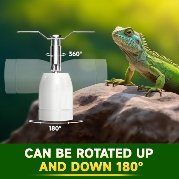 Lamptobe Reptile Ceramic Heat Lamp Holder 200W, Pet Heater Bracket for E27 Bulb with Smart Thermostat for Snake, Turtle, Lizard and Other Reptile - Image 4
