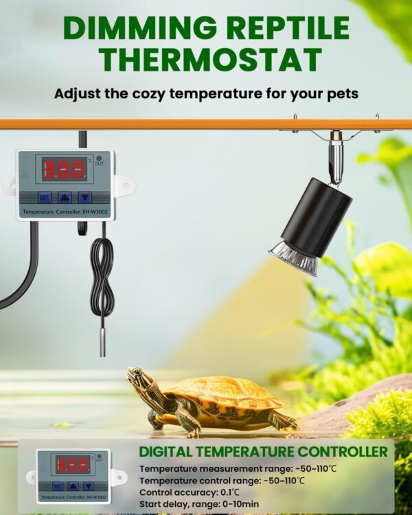 BrightArk Dimmable Reptile Heat Lamp, Heat Lamp for Reptiles with Thermometers, E27 Reptile Ceramic Heat Lamp Holder, Heat Lamp for Tortoise, Chicks, Puppies, AC220-240V - Image 2