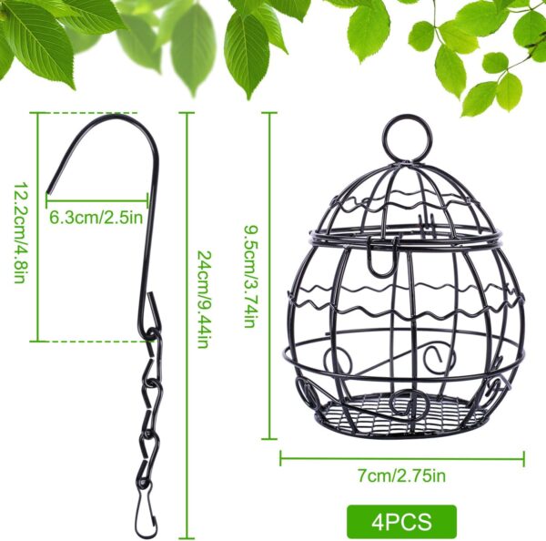 Fzyisw 4Pcs Fat Ball Feeder, Bird Feeders Hanging, Metal Fat Ball Bird Feeder Holder with 4 S-Shaped Hooks, Fat Ball Feeder for Feeding Outdoor Garden Wildlife Birds - Image 2