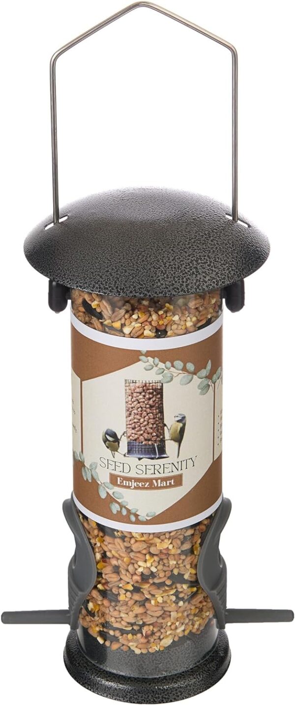 Emjeez Mart Wild Bird Seed Feeder Pre-Filled with Premium Seeds Plus Extra Seed packet,Sturdy Hanging Metal Design with Dual Perches, Refillable Lawn and Garden Outdoor use, bird feeders for Wild bird - Image 5